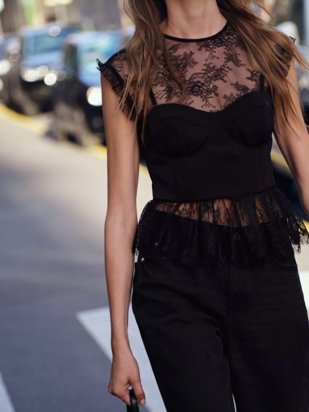 Zara Black Lace Bustier corset Top